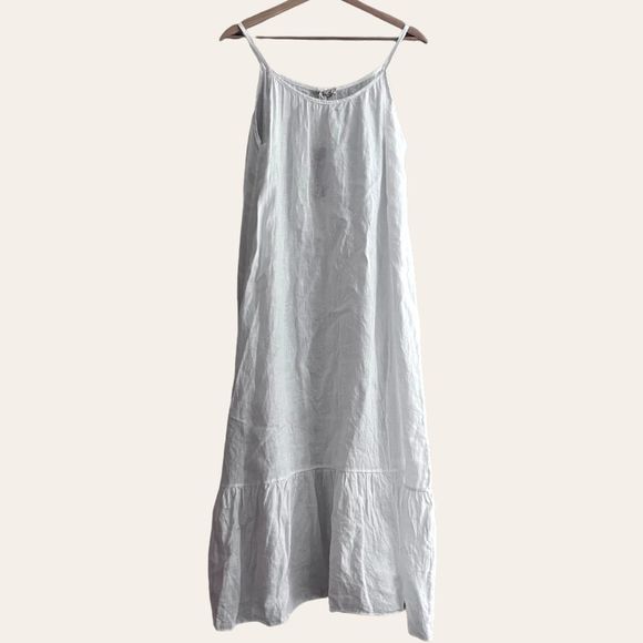 Bellambra Dresses & Skirts - Pure Linen Italy l 100% Linen Maxi White Dress CoverUp SZ S